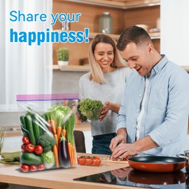 NANSIKE 100-Pack Food Storage Freezer Bags - 3 Sizes, Reusable with Zipper Lock for Fruit and Veggies, Microwave and Freezer Safe, No BPA - Strong Seal, Easy to Fill for Lunch, Snacks, and Meals