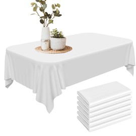 12 Pack White Table Cloth, 54x108”(137x274cm) Disposable Tablecloths Plastic Rectangle Table Covers White Tablecloth,White Plastic Table Cloth for Indoor or Outdoor Parties Birthdays Weddings Picnics