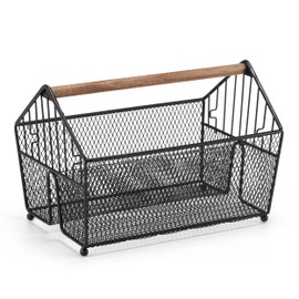 Gourmet Basics by Mikasa Porto Condiment Carrier Storage Caddy, 7.75 x 12 x 7.25 Inch, Black