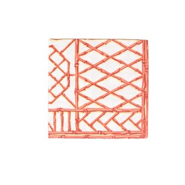Caspari Bamboo Screen Coral Paper Linen Dinner Napkins - 12 Per Package, 2 Packs