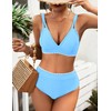 BMJL Women's Bikini Sets V Neck High Waisted Swimsuits Shell