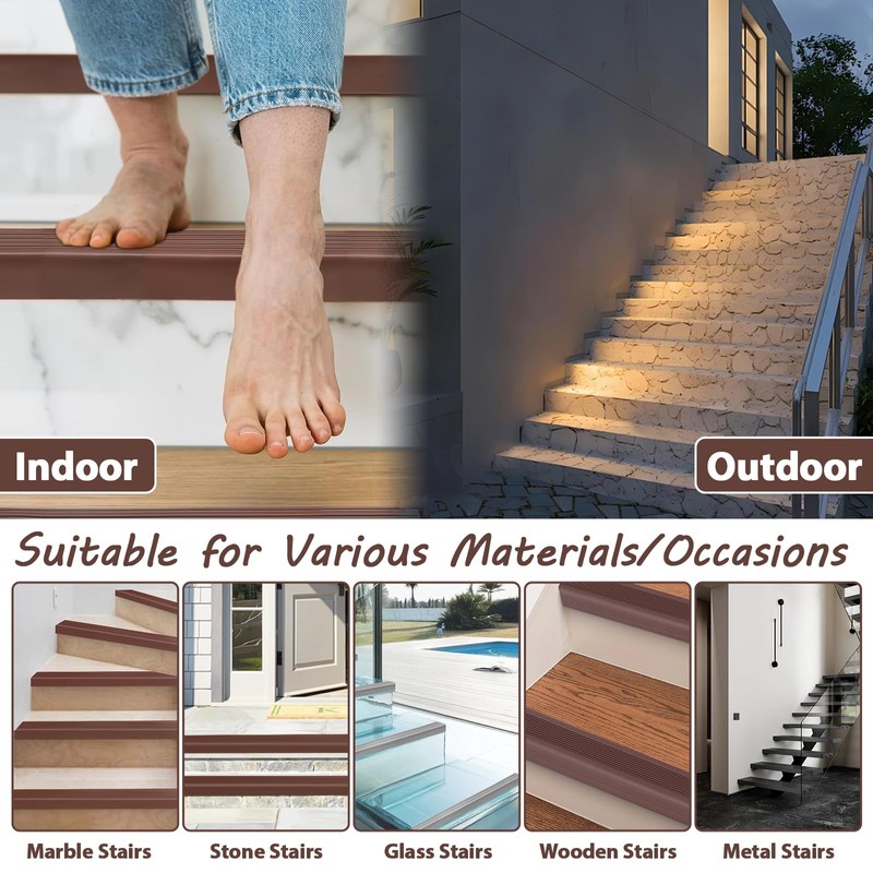 Stair Nosing Edge Trim,9.8 Ft Non-Slip Step Edge Protector,Rubber Edging