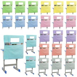 Xaatren 24 Pcs Small Chair Pockets for Classroom 14 Inch School Chairs Bag Chairback Buddy Seat Pocket Student Classroom Organizer with Name Tag for Primary School Chair up to 14'' Wide(Pastel Color)