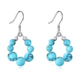 Turquoise Earrings 925 Sterling Silver Turquoise Dangle Leverback Earrings For Women Birthday Gifts Hypoallergenic