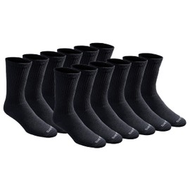 Dickies Dri-Tech Essential Calcetines para hombre, disponibles en M-XXL (6, 12 pares), Negro Sólido (12 Pares), M