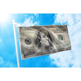 DMSE 100 One Hundred Dollar Bill Flag 2X3 Ft Foot 100% Polyester 100D Flag