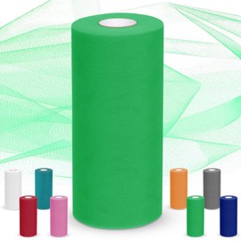 Tulle 30 cm x 92 m, tulle fabric wedding decoration, tulle fabric roll, tulle ribbon, organza fabric, tulle sold by the metre for DIY crafts, pom pom crafts, bows, party decoration, gifts (green)