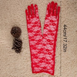 KYLOS 1 pair of gloves, long satin gloves, women's fingerless gloves, lace, gloves, long, mesh gloves, evening gloves, for party, evening, prom, opera, party gloves