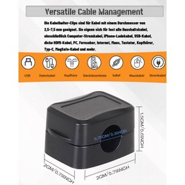 Kabelhalter Selbstklebend,Kabel Organizer,Kabelmanagement Schreibtisch,Kabelhalter Schreibtisch,Kabelorganizer,Kabelclips Selbstklebend Für Büro/Zuhause/Schreibtisch/Schlafzimmer,12er-Packung