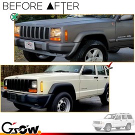 GSOWO 𝗨𝗽𝗴𝗿𝗮𝗱𝗲 2Pcs LED Front Side Marker Lights for J-e-e-p Cherokee XJ 1997-2001, Bumper Corner Parking Signal Lamps Smoked Lens, Je-ep Cherokee Accessories - Amber Lens
