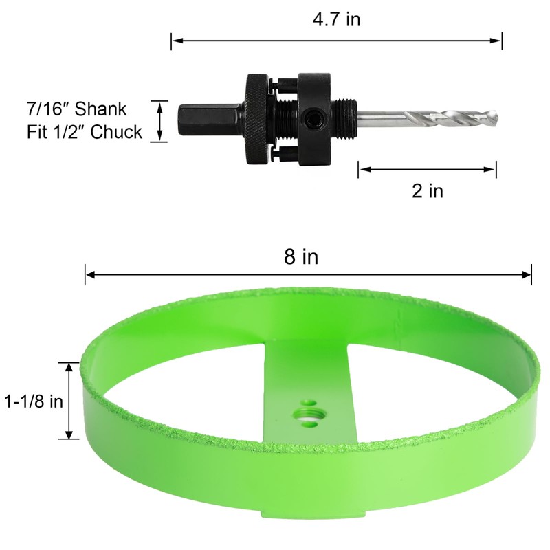 8 Inch Hole Saw Carbide for Recessed Lights, Cutting Plaster
