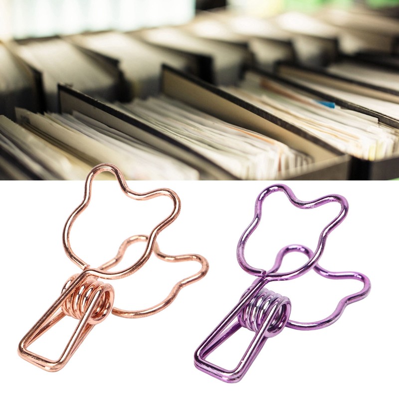 100Pcs Bear Binder Clamps Cute Shape Strong Clamping Sturdy Metal