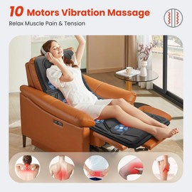 CooCoCo Massage Mat with Heat, Massage Pad with 10 Vibration Motors, Full Body Massager for Neck and Back, Bed Massager for Shoulders, Lumbar, Leg, Gifts for Dad Mom, Valentines Day Gifts for Women