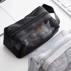 Multipurpose Mini Mesh Pouch Transparent Black Pouch Bag / 다용도 미니 메쉬 파우치 투명 블랙 파우치백