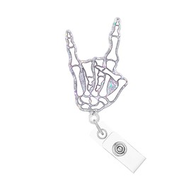 Abamilaka Funny Xray Skeleton Badge Reel Holder Nurse Gifts Radiology Radiologist Badge Reels Retractable for Nurses Cute Glitter RN CNA Nursing Student Badge Clip Medical PCT LPN ID Card Accessories