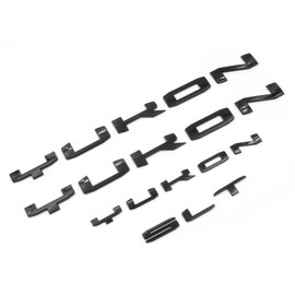 4PCS Set Door Rear SLT Yukon Emblems Letters 3D Badge Replacement Compatible with 2021-2025 Yukon Yukon XL (Gloss Black)