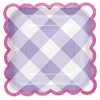 Unique 25534 Square Paper Plates-18 cm-Pastel Gingham Party-8 Count (Pack