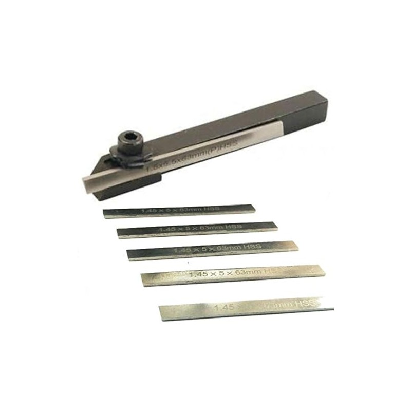 Mini Parting Tool Cut off Holder with 6Pcs HSS Blades