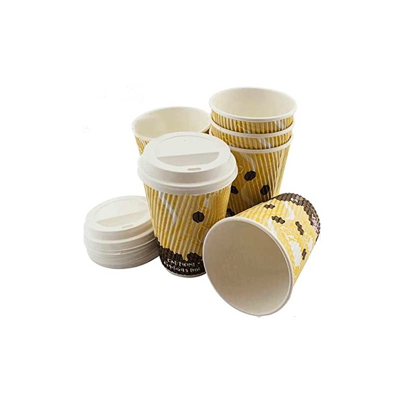 Zale Yardley Ripple Cups Disposable Coffee Cups 12OZ with Lids