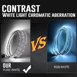 Viswiker 4PCS 17 Inch Chasing Color and Pure White LED Wheel Ring Light with Turn Signal and Braking Function, Can Controlled by Remote and APP, Single Row Rim Lights for Truck, Vehical, Offroad