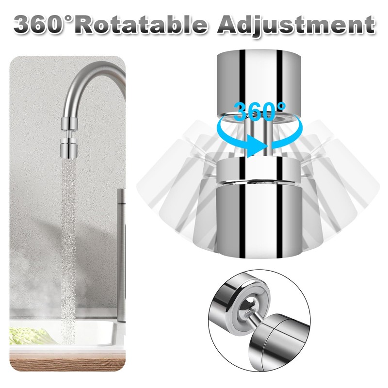Tap Attachment, 360° Swivel Tap Attachment, Swivelling Tap Kitchen, Water-Saving