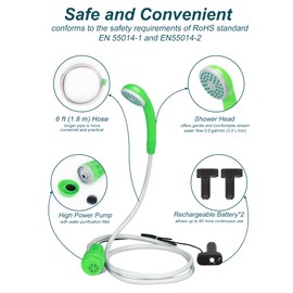 innhom Portable Shower Camping Shower Outdoor Camp Shower Pump, Electric Rechargeable Portable Camping Shower, Powered by Rechargeable Battery