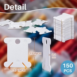 150PCS RAINFLOW Plastic Embroidery Floss Bobbins - White Embroidery Floss Organizer for Cross Stitch Yarn Bobbin Winder for Sewing Thread Storage Embroidery Needlework Supplies