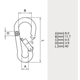 Estika Carabiner Hooks – Pack of 10 – 4 x 40 mm – Galvanised Steel Carabiner up to 70 kg for Keys, Hammocks, Decoration