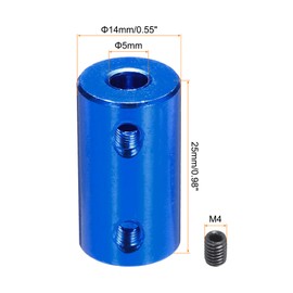 QUARKZMAN Shaft Coupling Connector with Bore of 5 mm - 5 mm Length 25 mm φ 14 mm 12 Pieces Shaft Couplings M4 Aluminium Alloy Rigid Coupling for Motor Accessories 3D Printer DIY Robot Deep Blue