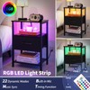Yoobure Side Table with Storage, LED Night Stand with Charging