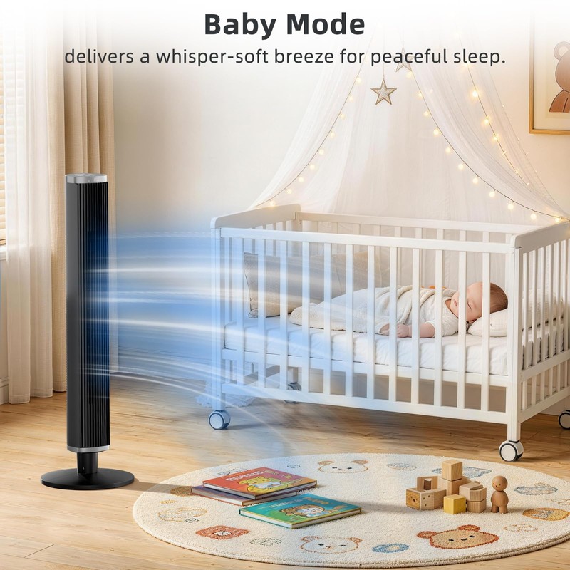 COWSAR Tower Fan with Remote, 6 Speeds, 4 Modes, 24H