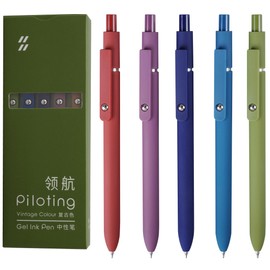 MengRan Gel Pens Set,0.5mm Fine Point Tip,Quick Drying Ink, Smooth Writing Cute Gifts Pens for Men (5 Pcs Vintage-Black Ink)