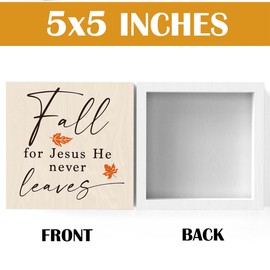 Fall Jesus Decor, Fall Jesus Decorations for Home Office, Fall Decorations, Fall Sign, Fall Thanksgiving Decorations, Fall for Jesus He Never Leaves Sign, Fall Jesus Office Desk Decor 5 X 5 Inch