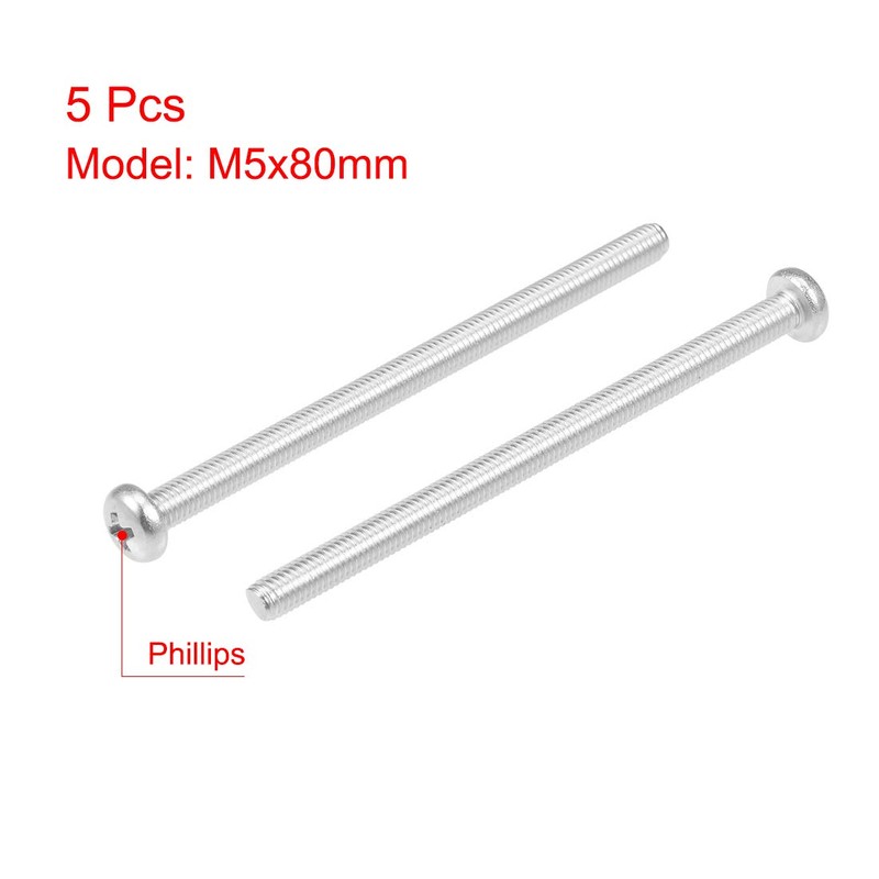 sourcing map 5 x Machine Screws Cross Slot M5 x