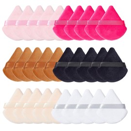 AstraGlam Triangular Powder Puff Set, 30 Pieces, Soft Crystal Velvet Material, 6 Colours, for Precise Make-Up, Ideal for Dry and Wet Use