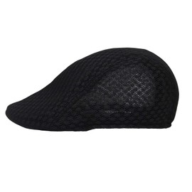 WITHMOONS Breathable Mesh Summer Hat Newsboy Ivy Cap Cabbie Cap UZ30053 (Black)
