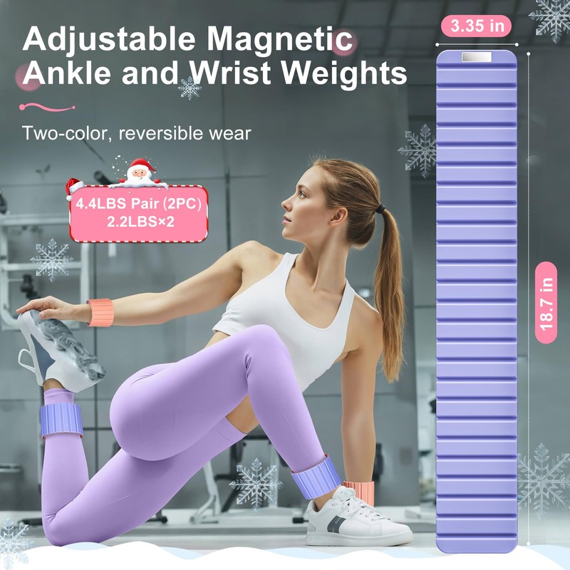 Lxlivn 2025 Upgraded Magnetic Ankle Weights for Women, Wrist Weights,Silicone
