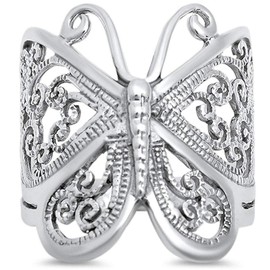 CloseoutWarehouse 925 Sterling Silver Filigree Butterfly Band Ring Size 5