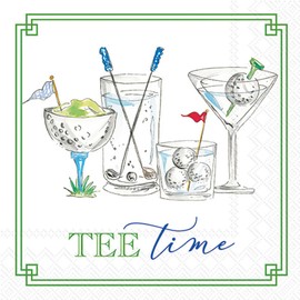 IHR Ideal Home Range Cocktail Napkins Rosanne Beck Disposable 3-Ply Paper Party Napkin Pack, 5" x 5", Golf Drinks, 20-Count