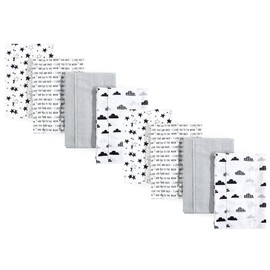 Hudson Baby Cotton Poly Flannel Burp Cloths Multipack, Moon and Back 8-Pack, One Size