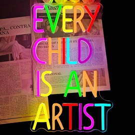 Every Child is an Artist Neon Sign for Wall Decor Art Classroom Decor Dimmable Led Sign for Classroom Wall Art Room Neon Light Up Sign for Home Gallery Studio School Nursery Playroom Daycare