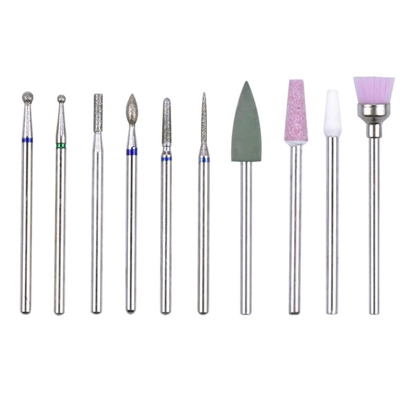 Zsanhua10 Pcs Nail Drill Bits Sets Electric Tungsten Carbide Ceramic Files Cuticle Polishing Tools for Filing Acrylic Nails Removing Gel Manicure Pedicure Home Salon Use