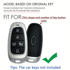 SANRILY Grey Jade Pattern 5 Button Key Fob Cover for Hyundai 2022 Tucson Sonata 2020 2021 Key Fob Keyless Soft TPU Key Case Shell with Bling Keychain