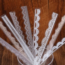 40Pcs Journal PET Lace Transparent Stickers, Ymapinc Lace Scrapbook Sticker Set，Journaling Card Making Supplies Includes 5 Patterns Journal Supplies & Scrapbook Decorations