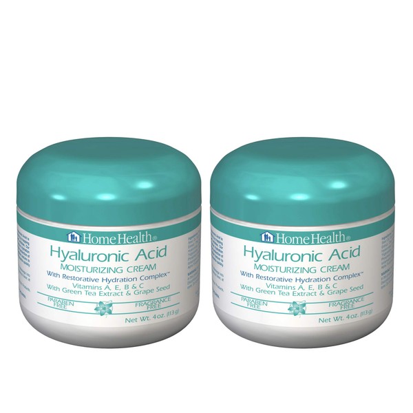 Home Health Hyaluronic Acid Moisturizing Cream with Restorative Hydration Complex (2 Pack) - 4 oz - Firming & Moisturizing, Reduces Appearance of Fine Lines - Paraben-Free, Fragrance-Free, Vegan