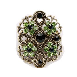 Vintage Style, Green Floral Rhinestone Brooch Pin for Women, Classic Jewellery
