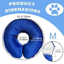 Inflatable Dog Cone, Soft Dog Cone After Surgery, for M M+ L XL Dogs, with Detachable Anti Licking Shield and Inflator, 2 in 1 Adjustable Alternative, Does Not Block Vision, Blue and Wave Style, M