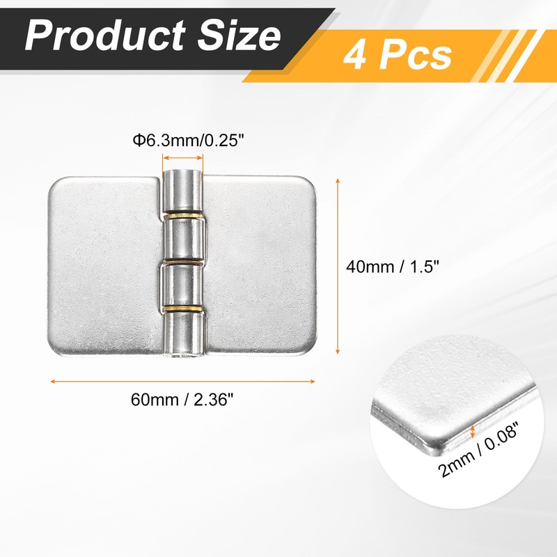 uxcell 4 Pack Heavy Duty Weldable Hinges, 1.5" x 2.36"