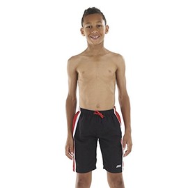 Zoggs Jungen Badehose Muriwai Beach Shorts, Jungen, Muriwai Shorts M, schwarz/red, Medium (61-63,5 cm)