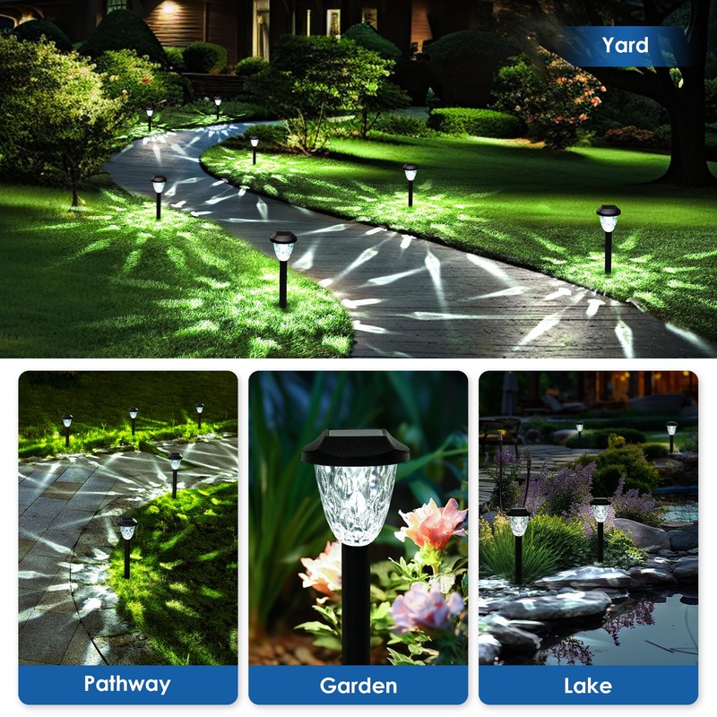 GIGALUMI 8 Pack Solar Lights Outdoor, Solar Pathway Lights with